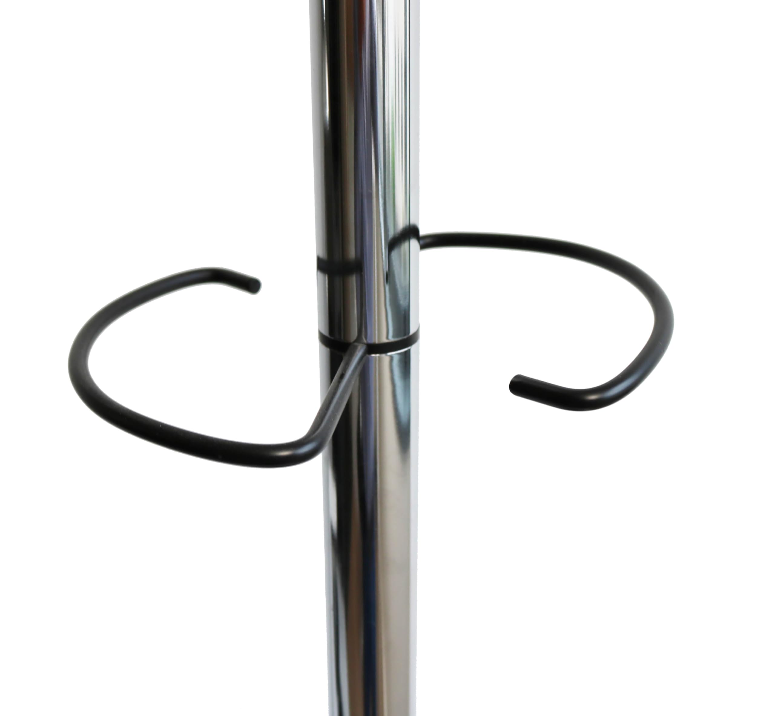 UNILUX Hakea Coat Stand Chrome-Plated Steel and Black Plastic with 12 Round Clothes Hooks and Adjustable Umbrella Stand 176 cm High