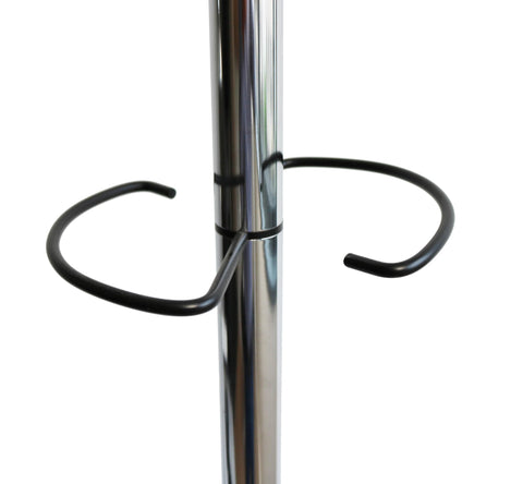 UNILUX Hakea Coat Stand Chrome-Plated Steel and Black Plastic with 12 Round Clothes Hooks and Adjustable Umbrella Stand 176 cm High