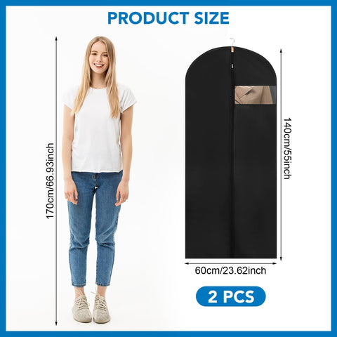 2 Pack Dress Bags Covers Long, PEVA Garment Bags, Dress Covers 60cm*140cm