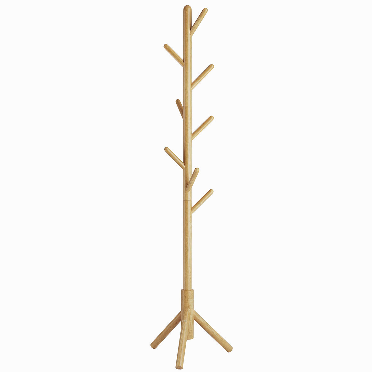 YMYNY Wooden Coat Rack Stand, Hall Tree Free Standing with 8 Hooks, Hallway Coat Hanger Hat Stand for Bag Umbrella Clothes Scarves, Adjustable Sizes