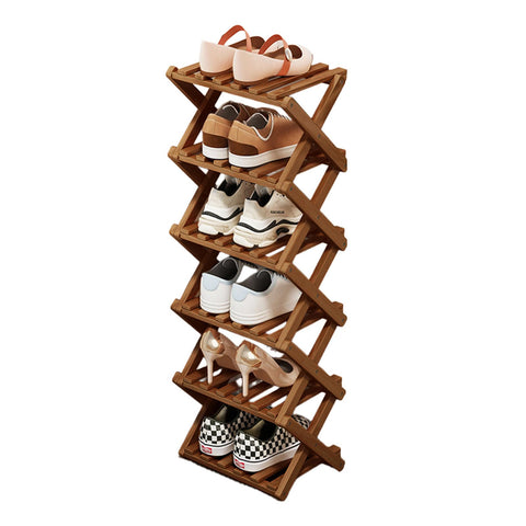 Simcat 6 Tier Natural Bamboo Shoe Rack,Space Saving Shoe Storage Organizer,Easy Assembly & Strong Design Shoes Stand Shelf Organiser for Closet