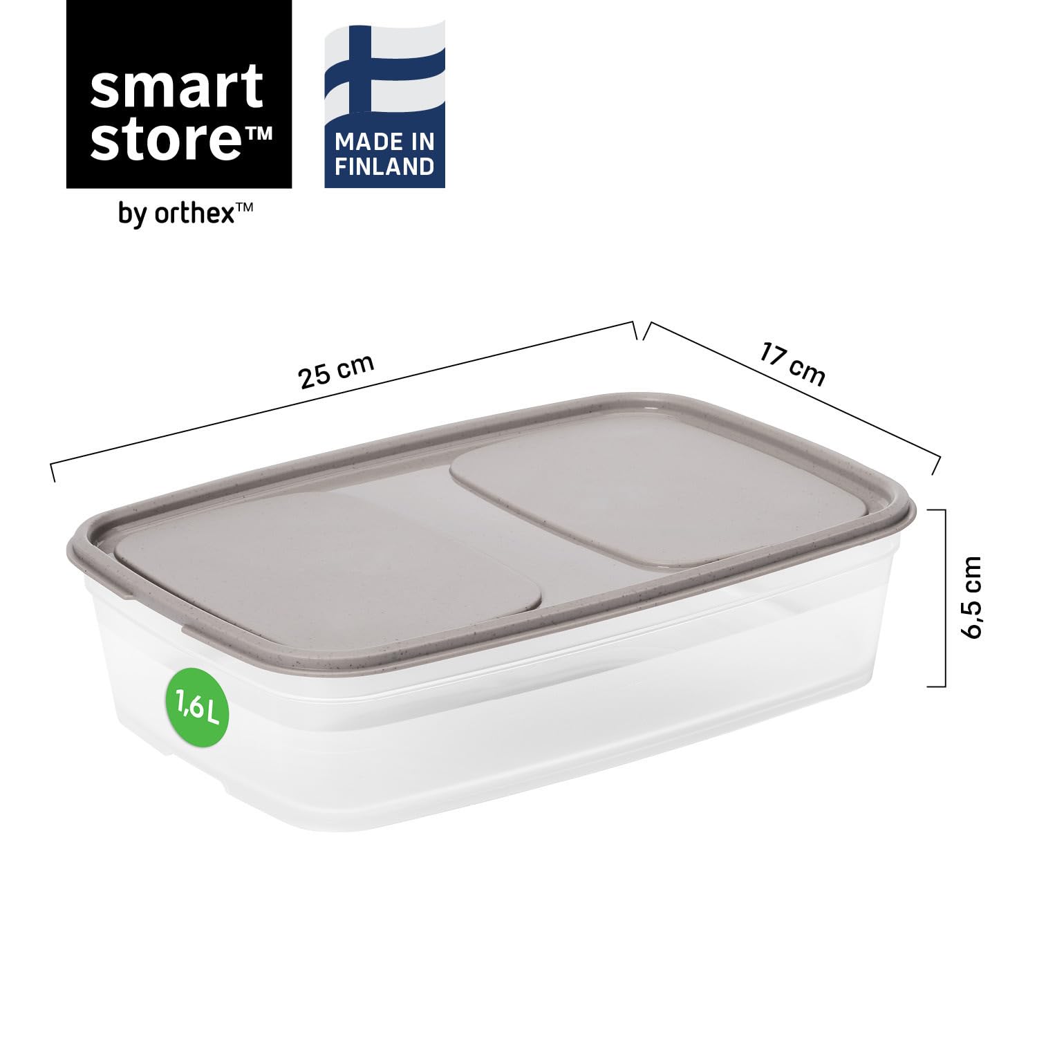SmartStore Leakproof Food Storage Container 1,6L - Set of 6 | Dishwasher, Fridge, Microwave Safe | Lunch Box Meal Prep | Food Approved, BPA Free