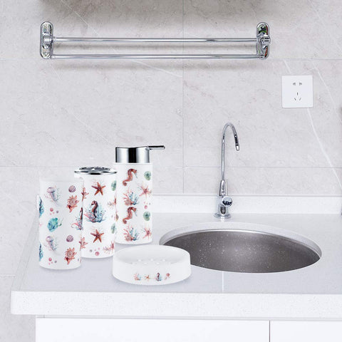 JOTOM Modern Design 6 Piece Plastic Bathroom Accessory Set Luxury Bath Accessories Bath Set Lotion Bottles,Toothbrush Holder,Tooth Mug,Soap