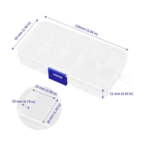 SOUJAP 20 PCS 10 Grids Bead Storage Box with Compartments, Plastic Clear Craft Organiser Container for Small Items Beads Bolts Bolts Snack Box