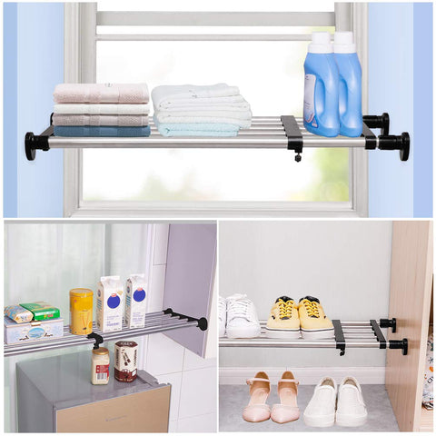 BAOYOUNI Expandable Closet Shelf Tension Rod Storage Rack