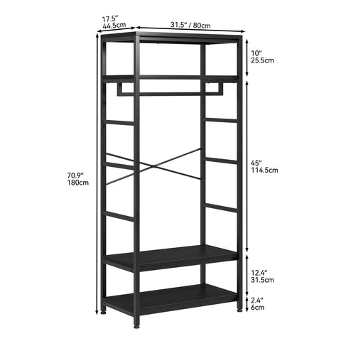 YITAHOME Clothes Rail Coat Rack Stand Shoe Storage 4 Shelves Black