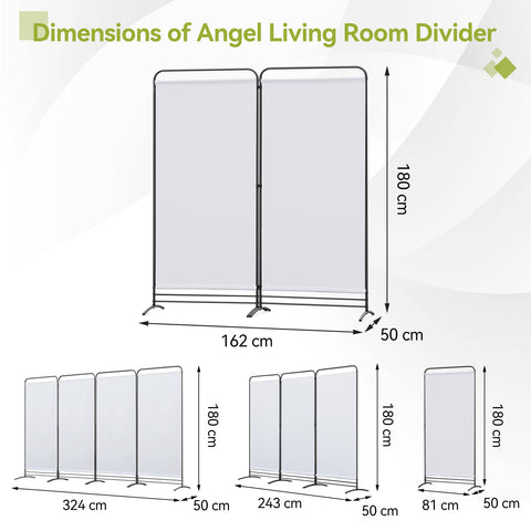 Angel Living 2 Panels Folding Room Divider, Privacy Screen Composed of Polyester Fabric and Sturdy Iron Frame