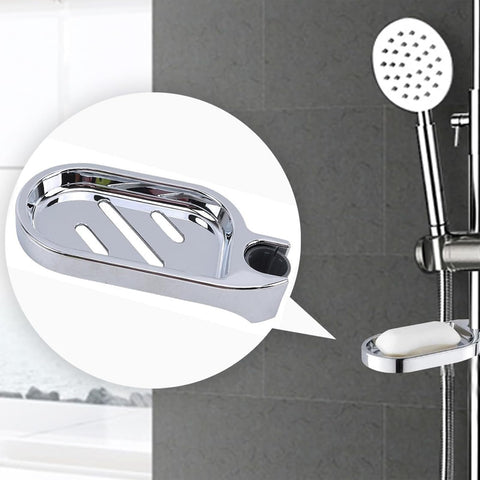 360° Swivel Clip-On Soap Dish, Non-Slip Tray for 24mm Shower Poles, Silver