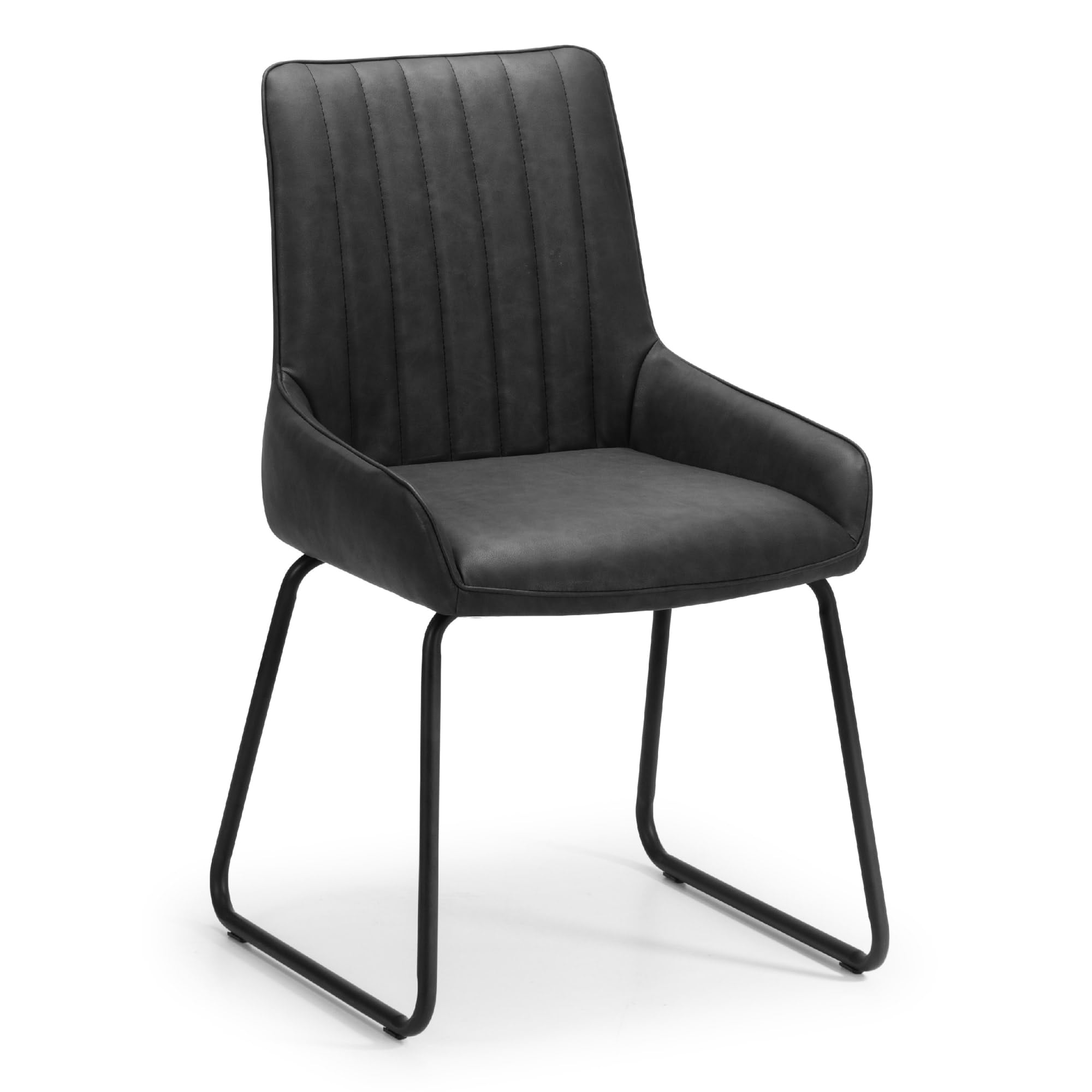 Julian Bowen Soho Dining Chairs, Set of 2, Faux Leather, Black - H86xW50cm