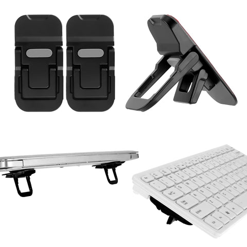 Bewudy 2 Pcs Portable Keyboard Riser, Dual Tilt Angle Adjustment Foldable Laptop Riser, Mini Computer Keyboard Stand for Desk