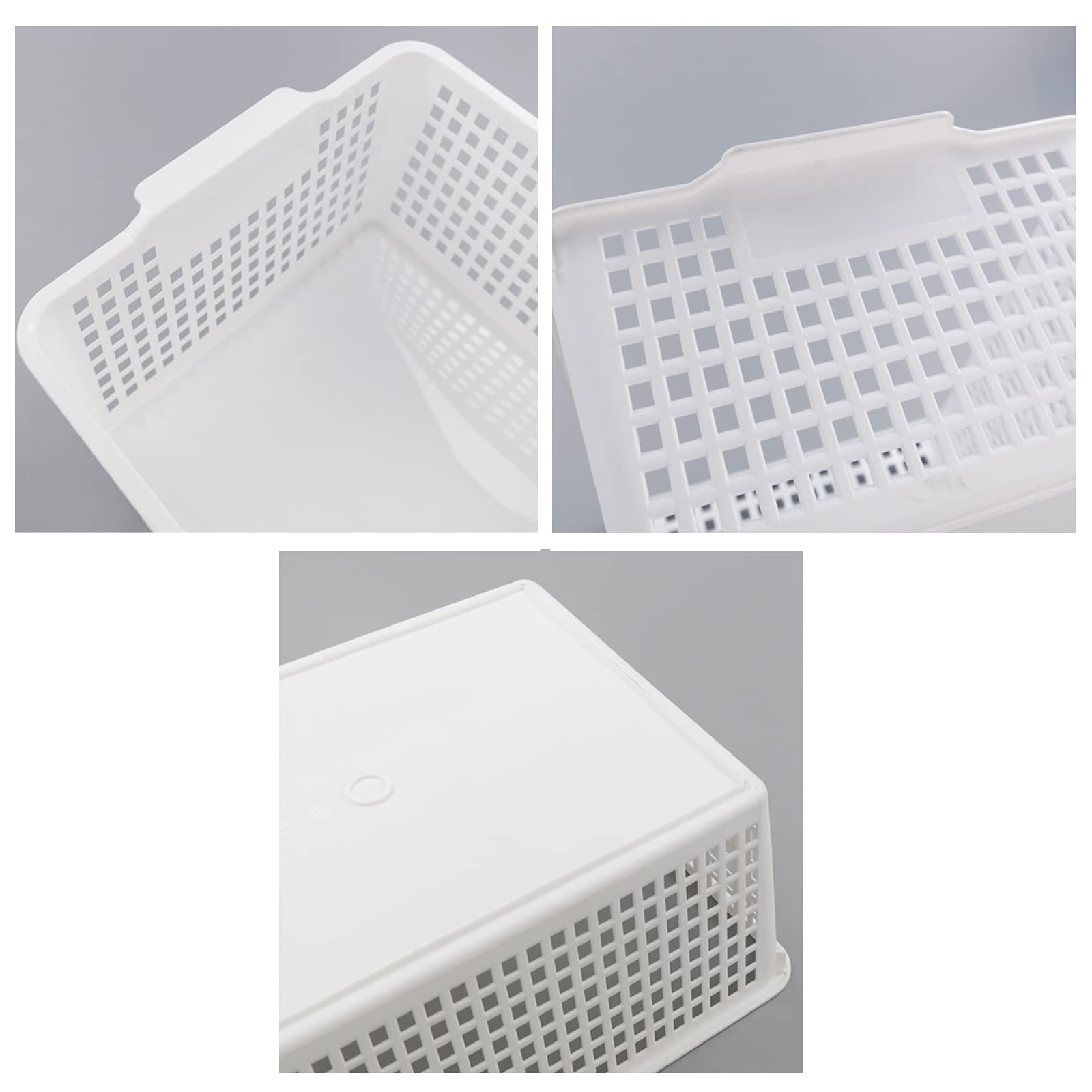 Easymanie Large Plastic Storage Basket Box, 4 Packs, White