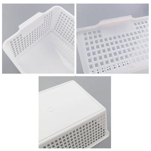 Easymanie Large Plastic Storage Basket Box, 4 Packs, White