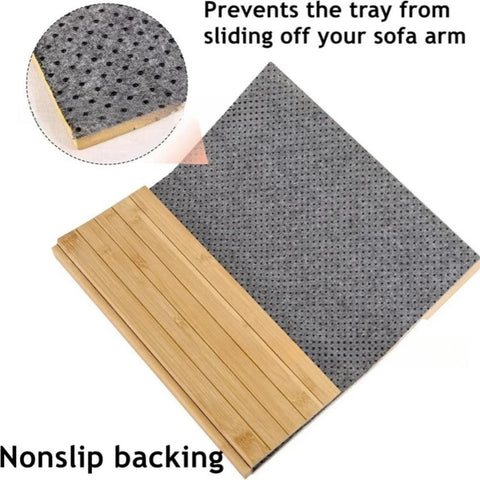 Orivin Sofa Arm Tray, Foldable Wooden Couch Tray Table, Eco-Friendly, Couch Cup Holder, Sofa Armrest Table for Drinks, Snacks
