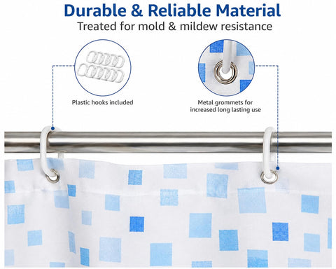 KAV Waterproof Shower Curtain, Mold & Mildew Resistant, Soft Polyester Fabric, Rustproof Eyelets, Ideal Room Decor for Home, Hotel, School