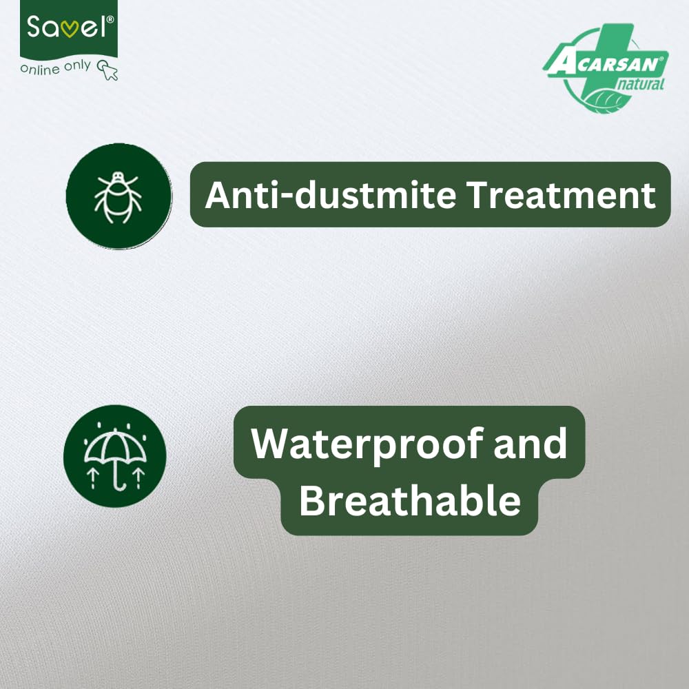 Savel-Waterproof and Breathable Mattress Cover including Anti-dustmite treatment |100x190/200cm | Heights up to 30 cm