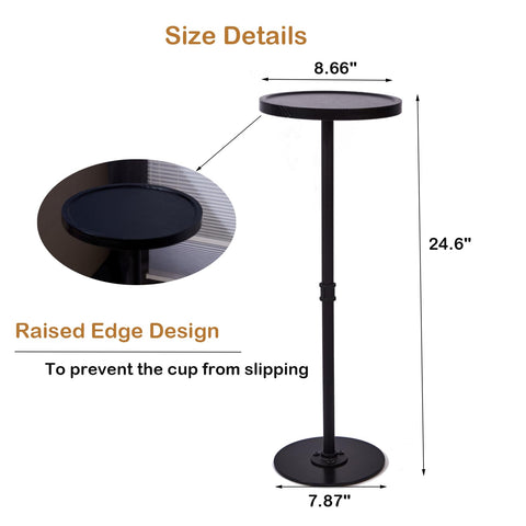Benhurb Round Side Table Black Small Coffee Tables with Metal Base Sofa End Table Modern Corner Drink Table for Small Spaces Living Room Bedroom