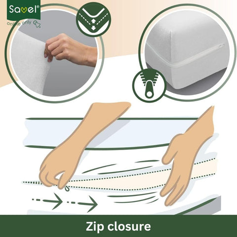 SAVEL - Mattress Encasement (80x190/200 cm) Small Single Size | Adjustable and Elastic | Absorbent Mattress Protector - White