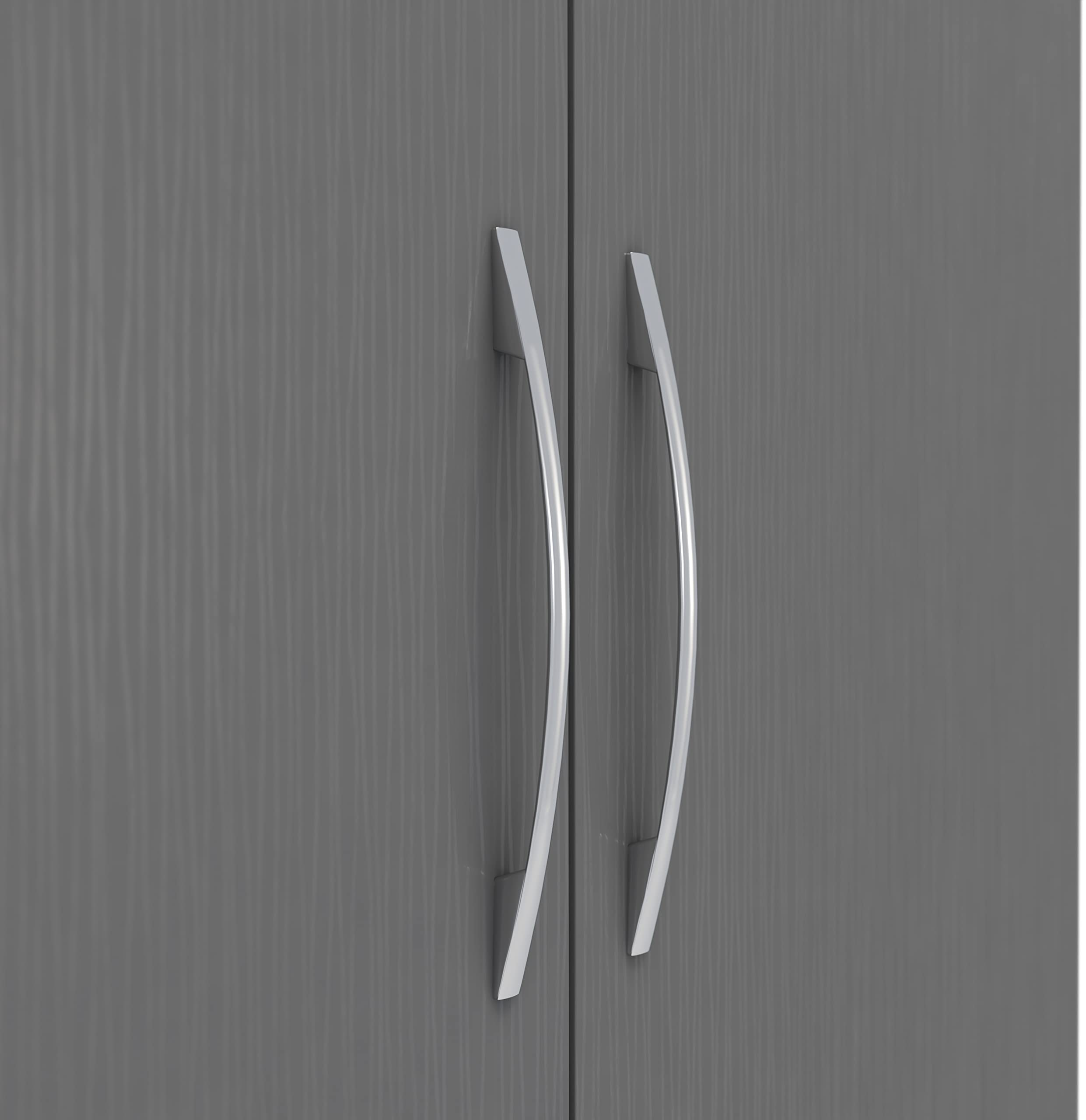 Seconique Nevada 2 Door 1 Drawer Wardrobe in 3D Effect Grey