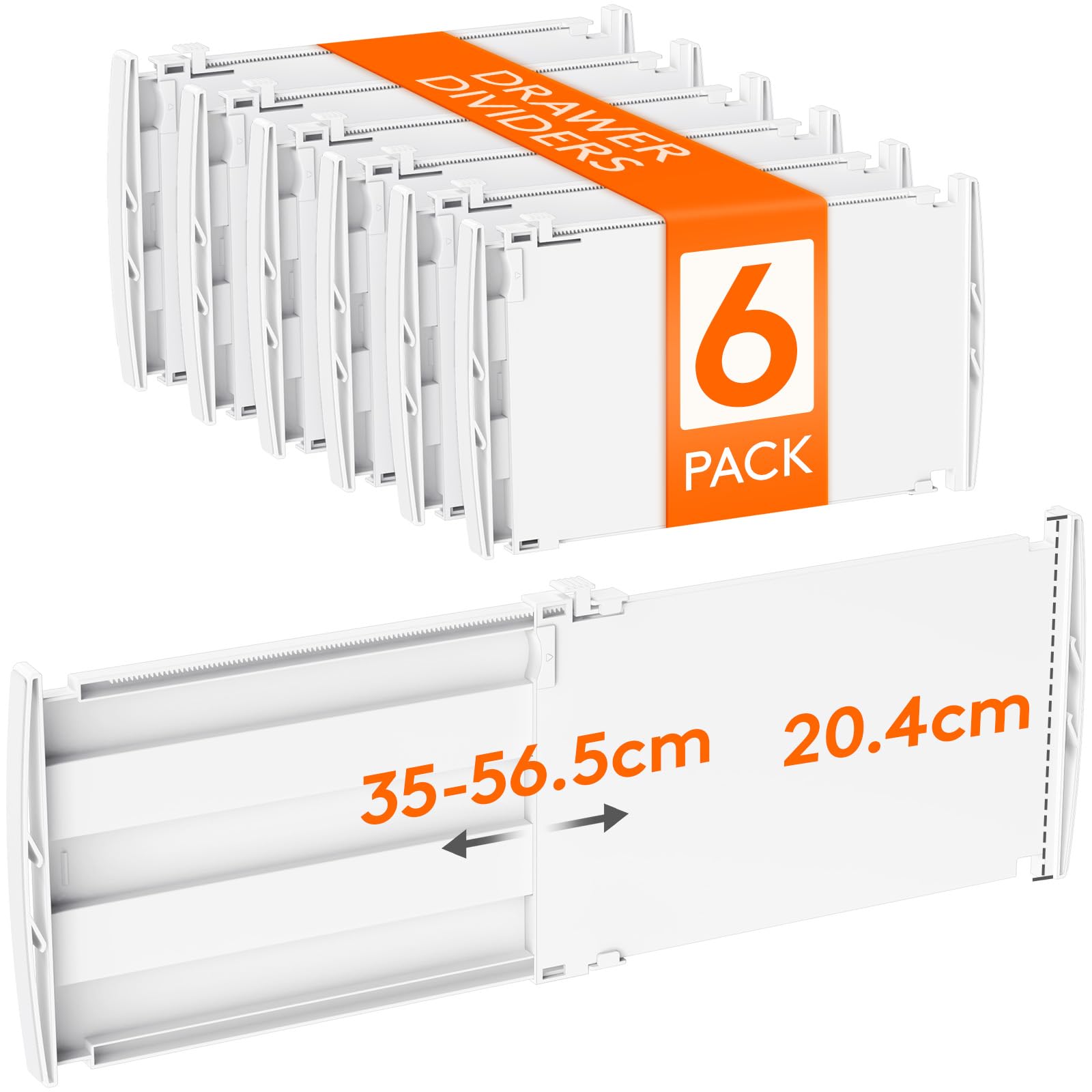 Lifewit 8" High 6 Pack Deep Drawer Dividers, 13.8-22.2" Expandable Drawer Organizer Clothes, Adjustable Kitchen Utensil Drawer Organiser
