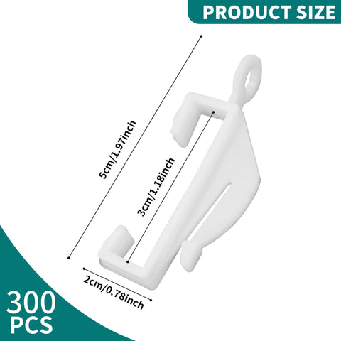 AZKEEGREY White Plastic Curtain Track Gliders Hooks, 300 Pcs