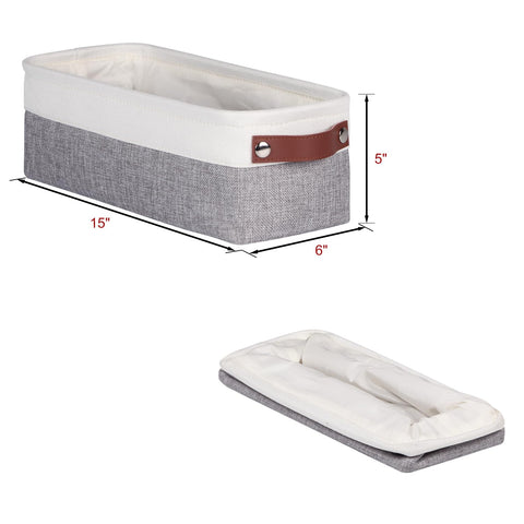 Univivi Small Storage Boxes, Fabric Storage Baske, White/Grey, 4 Pack