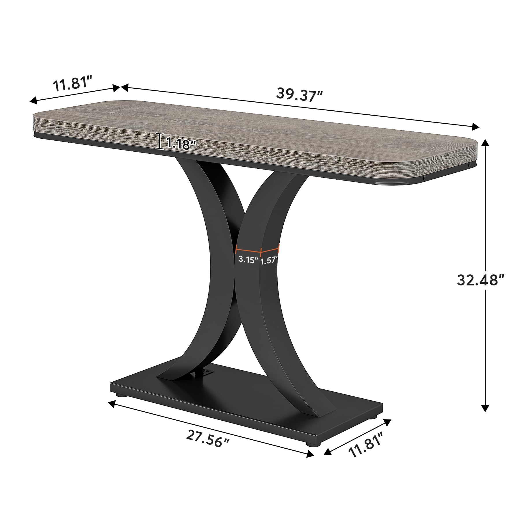 LITTLE TREE Industrial Entryway Console Table, Compact Foyer Hallway Accent Table for Small Space