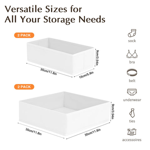 DIMJ 4 Pack Drawer Organizer for Clothes - Underwear Organiser, Foldable Fabric Dresser Organiser Bins