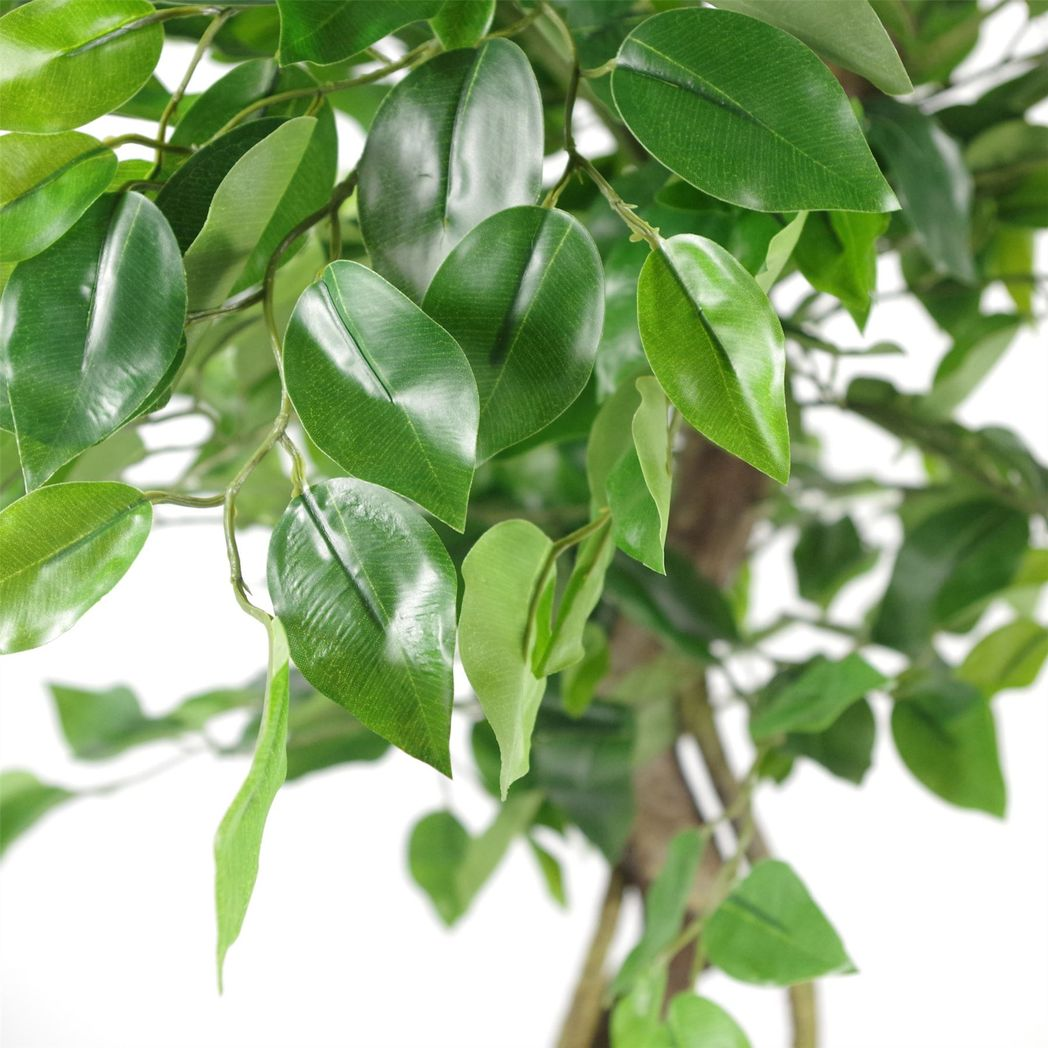 120cm Twisted Trunk Artificial Japanese Fruticosa Style Ficus Tree Copper Planter