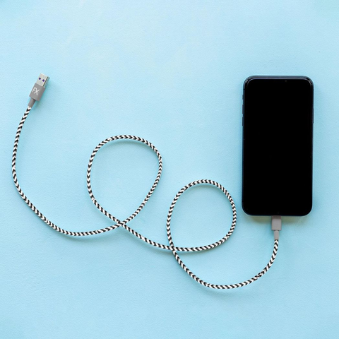Aquarius Nylon USB Zebra Designed Wire Braided Charging Phone Cable, 1 Meter