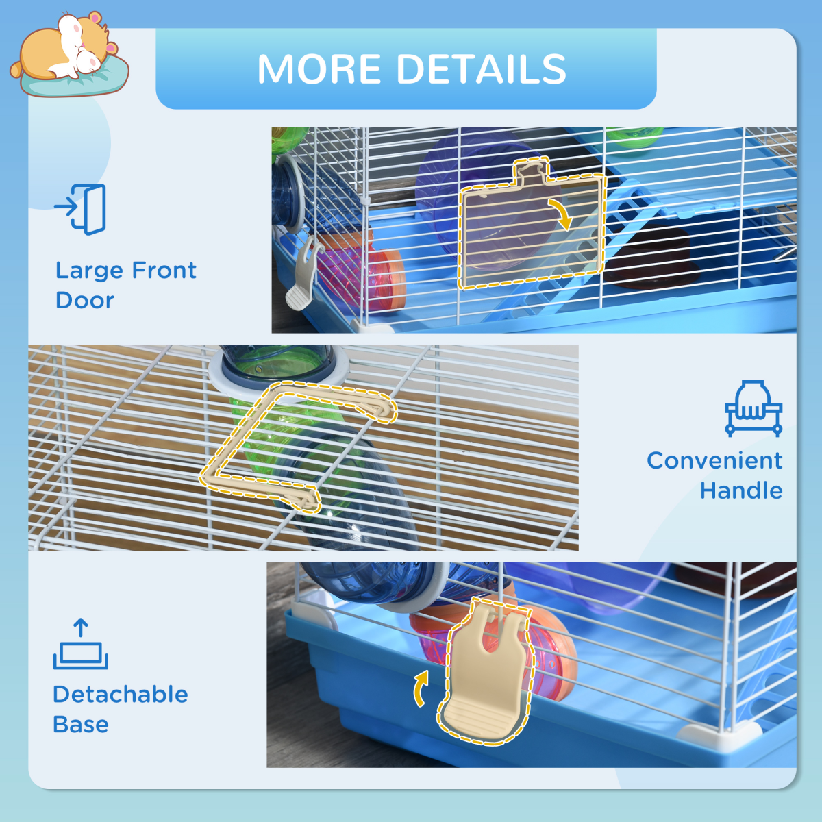 Hamster Cage Carrier Small Animal House w/ Exercise Wheels Tunnel Tube Pawhut