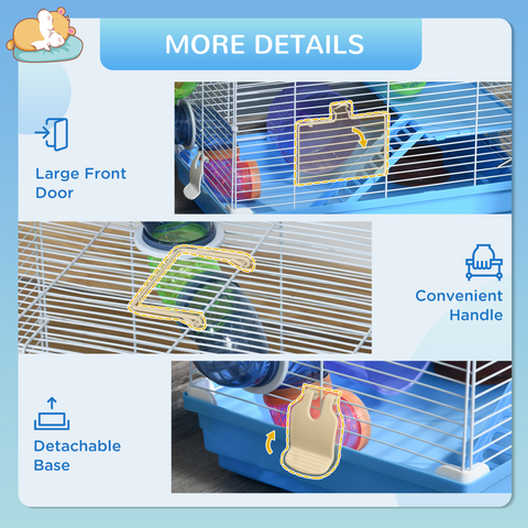 Hamster Cage Carrier Small Animal House w/ Exercise Wheels Tunnel Tube Pawhut