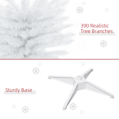 1.8m 6ft Artificial Pine Pencil Slim Christmas Tree with 390 Branch Tips White