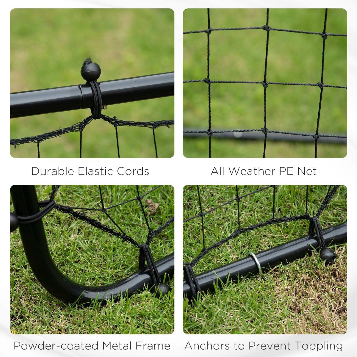 HOMCOM Rebounder Net Goal for Kids Adults Baseball Football Training Black