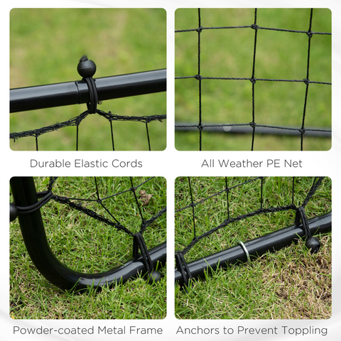 HOMCOM Rebounder Net Goal for Kids Adults Baseball Football Training Black