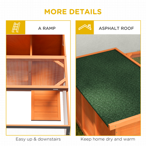 Wooden Rabbit Hutch with Run Small Animal Guinea Pig House 125.5 x 100 x 49cm