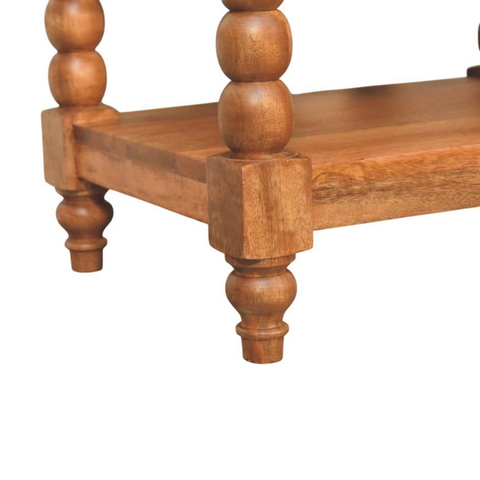 Artisan Furniture Solid Wood Barley Twist Side Table, Drawer And 2 Open Slots, Beige