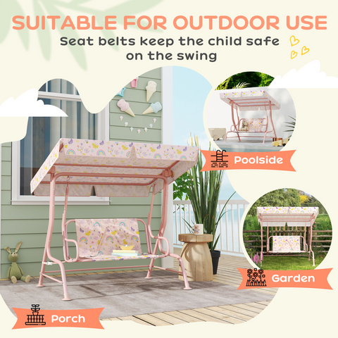 Rainbow Canopy Swing Seat - Safe & Fun Outdoor Play for Kids