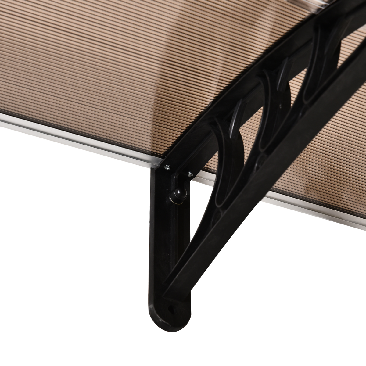 Outsunny 80 L x 195 W x 23 H cm Clear Polycarbonate Curved Awning Black