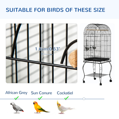 Large Bird Cage, Pet Aviary Parrot Macaw Cockatiel Finch Feeding Stand w/ Perch