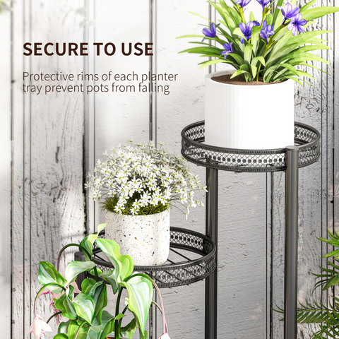 Outsunny 4 Tiered Plant Pot Stand, Metal Plant Shelf for Living Room