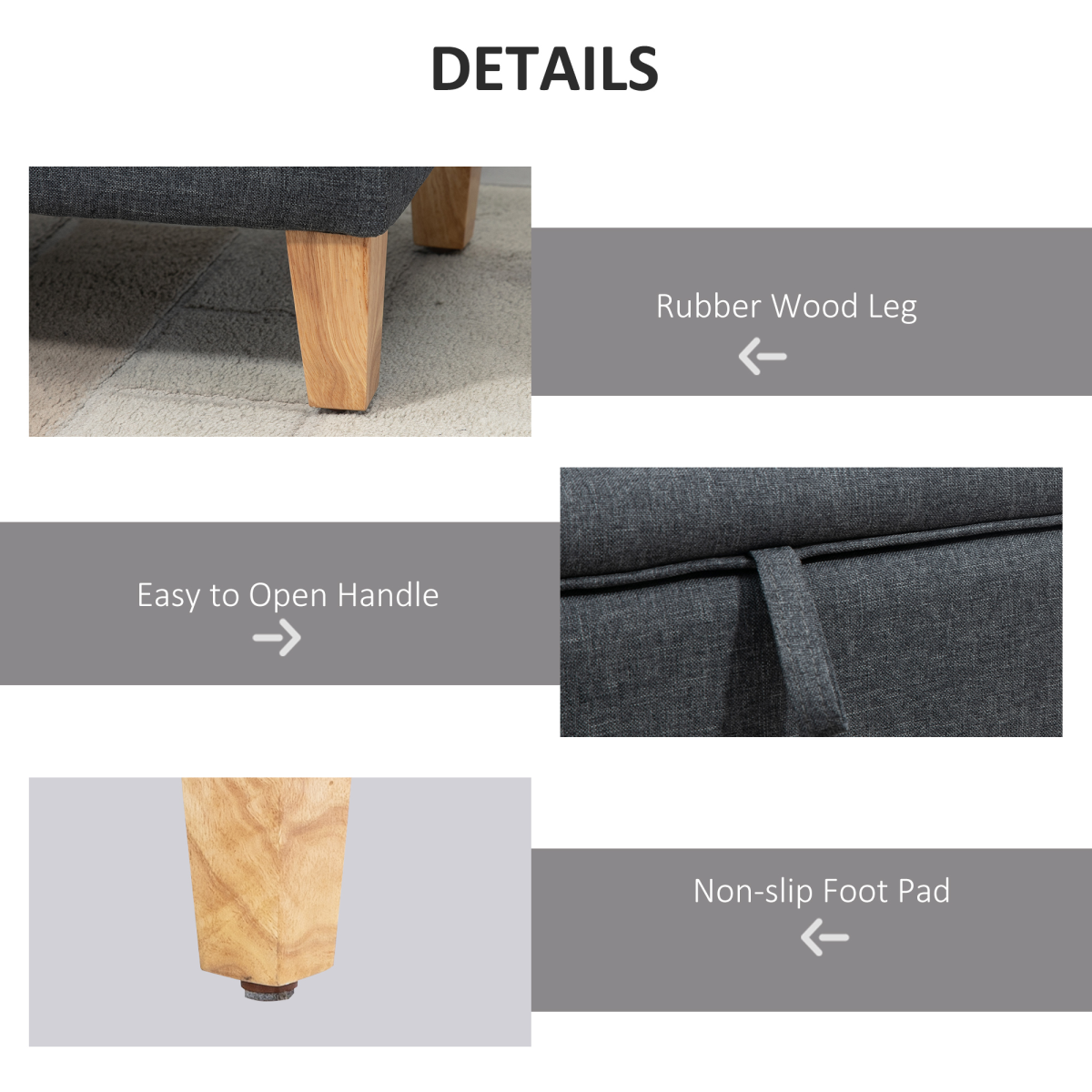 Linen Storage Ottoman Footstool for Toy Box, Bed End, Shoe Bench, Seating