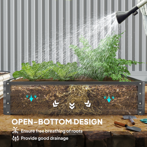Outsunny Raised Garden Bed Metal Garden Flower Vegetable Planter Light Grey