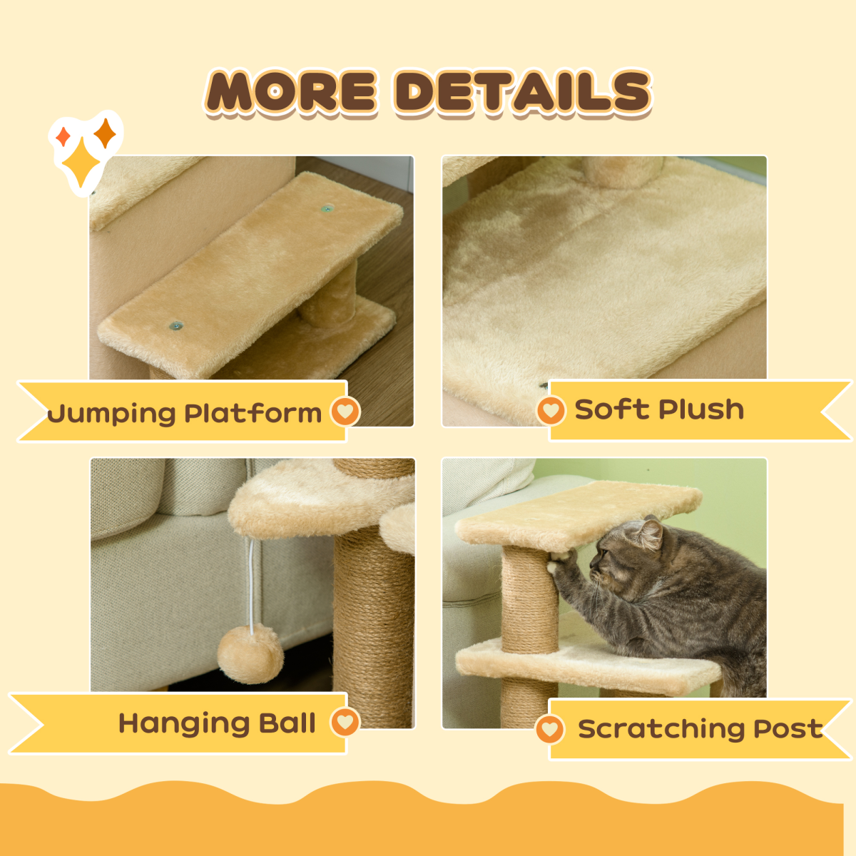PawHut Dog Steps for Bed 4 Step Pet Stairs Cat House with Detachable Cover