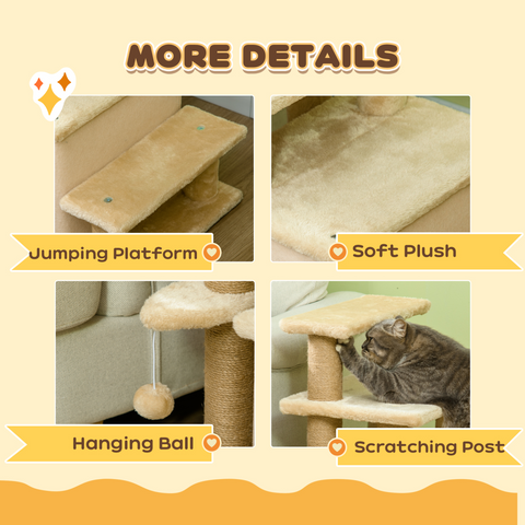 PawHut Dog Steps for Bed 4 Step Pet Stairs Cat House with Detachable Cover