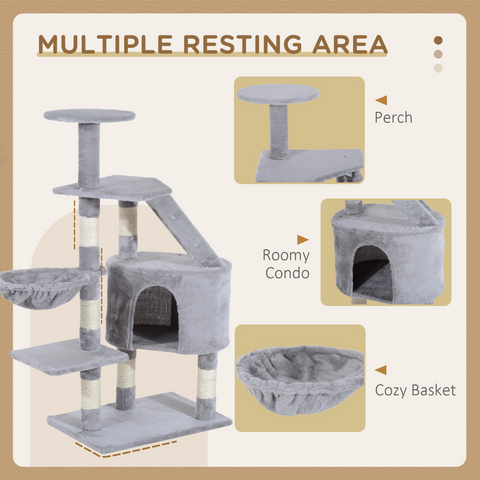Deluxe Cat Tree Climb Post Kitten Scratching Condo Furniture Activity Pawhut