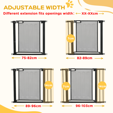 Pressure Fit Safety Gate for Doors Dog Gate Auto Close, 75-103 cm Black PawHut