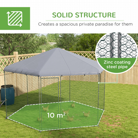 PawHut Walk in Chicken Run with Cover for 10-15 Chickens, Hens, Rabbits, Ducks