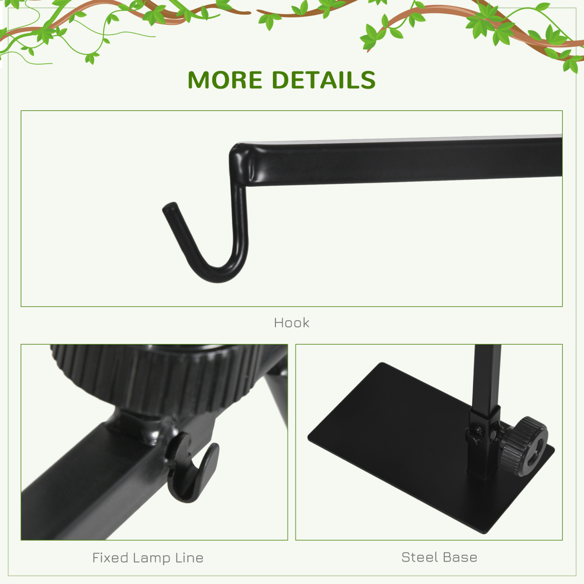 PawHut Reptile Lamp Stand, Adjustable Lamp Holder with Hook Hanging Base