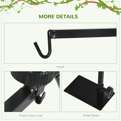 PawHut Reptile Lamp Stand, Adjustable Lamp Holder with Hook Hanging Base