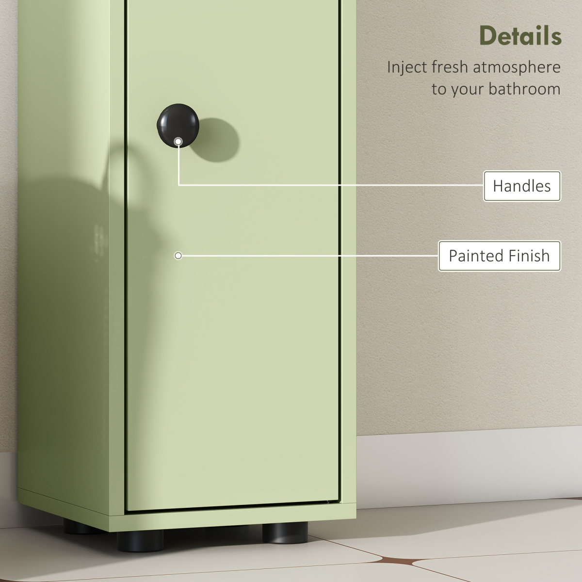 kleankin Slim Bathroom Cabinet, Toilet Roll Storage w/ Open Shelves, Green